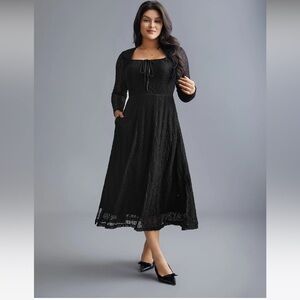 BloomChic. Black lace dress. Size 14/16. Square neck. Black dress.